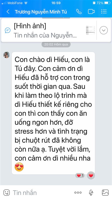 Tin nhắn cảm ơn của khách hàng